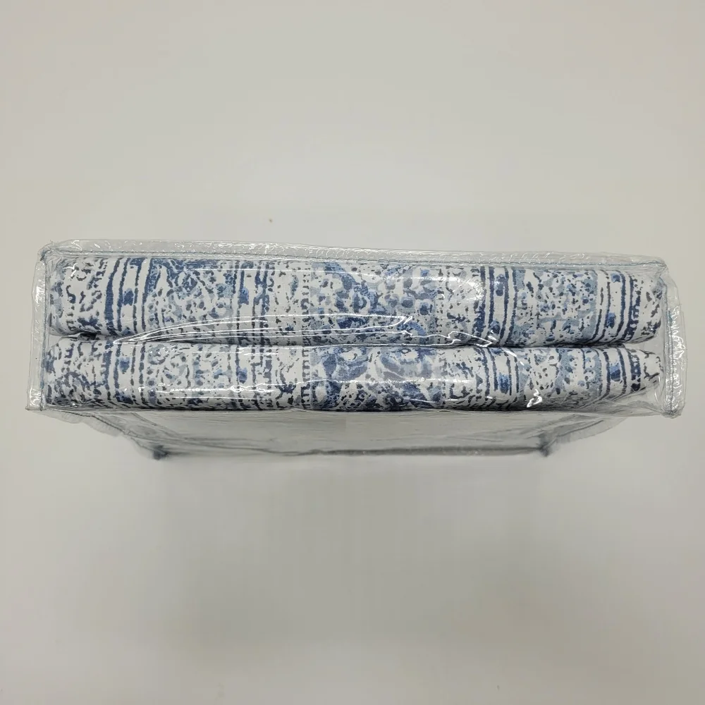 Simply Shabby Chic Duvet Set Indigo Batik Stripe Floral Blue 2 Pc TWIN Size NEW